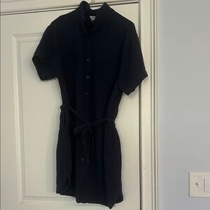 Weatherproof Navy Short-Sleeve Button Mini Dress
